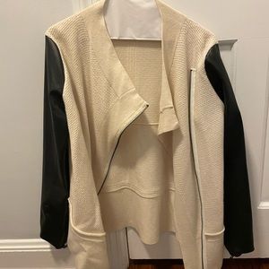 Robert Rodriguez lightweight wool jacket with faux leather sleeves